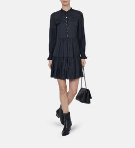 Randy Satin Buttoned Neck Dress