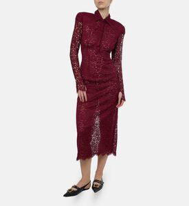 Rowen Rose Floral Lace Pattern Button-front Shirt Dress, Model View