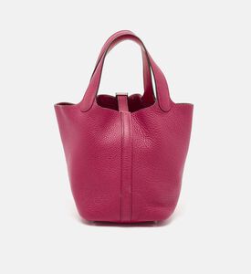 Leather Minimalist Top Handle Bucket Tote Bag Preowned