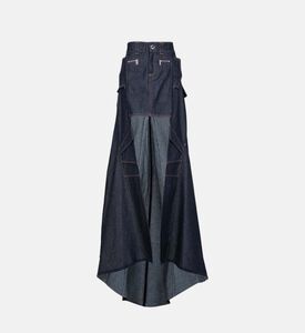 High-low Paneled Denim Cargo Skirt High-low Paneled Denim Cargo Skirt