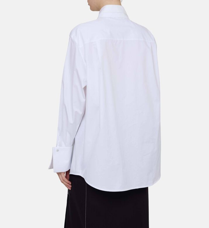 Crisp Cotton Poplin Double-layer Collar Shirt