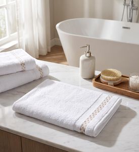 Dea Liri Embroidered Bath Mat, Model View