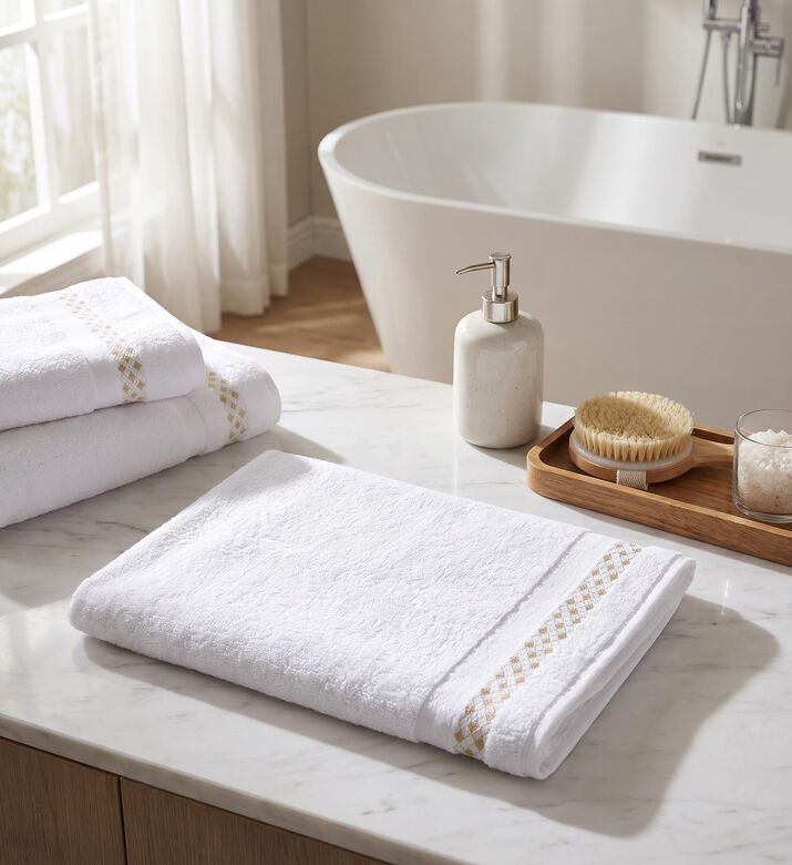 Dea Liri Embroidered Bath Mat, Model View