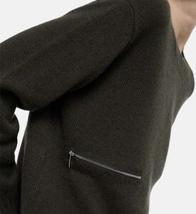 Ba and Sh Zip-detail Long-sleeve Sweater, Khaki, S, Model View