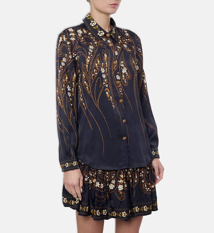 Farm Rio Floral-print Button Closure Shirt, Model View