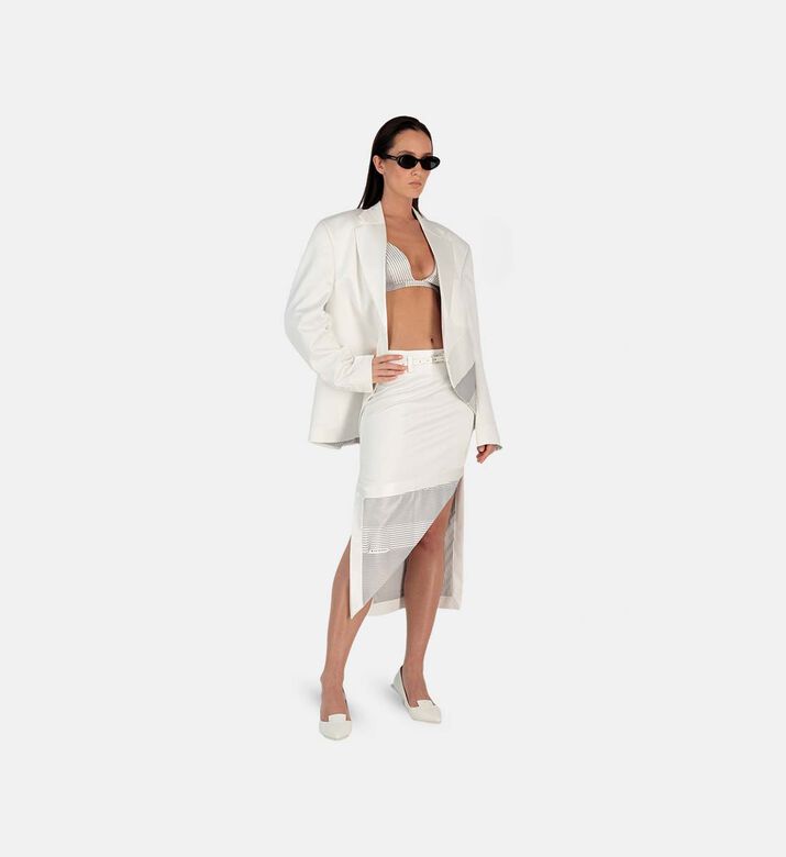 Silk Fold-over Printed Midi Skirt