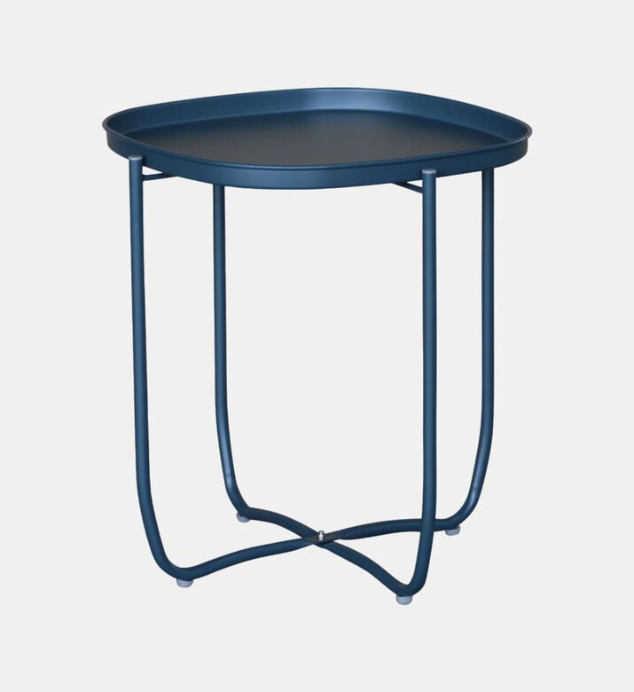 Home Deco and More Qingdai Metallic Round-shape Side Table, Navy, Packshot View