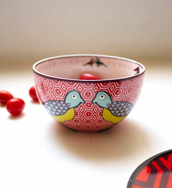 Bowl Porcelain Birds Of Paradise