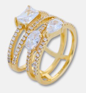 Nomination Mixed-cut Crystals Gold-toned Wrap Ring, Packshot View