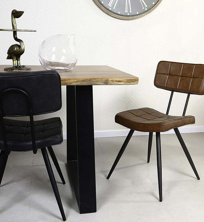 Home Deco and More Leather Square-shaped Mappy Chair, Dark-brown, 59x48x83-cm, Packshot View Home Deco and More Leather Square-shaped Mappy Chair, Dark-brown, 59x48x83-cm, Packshot View