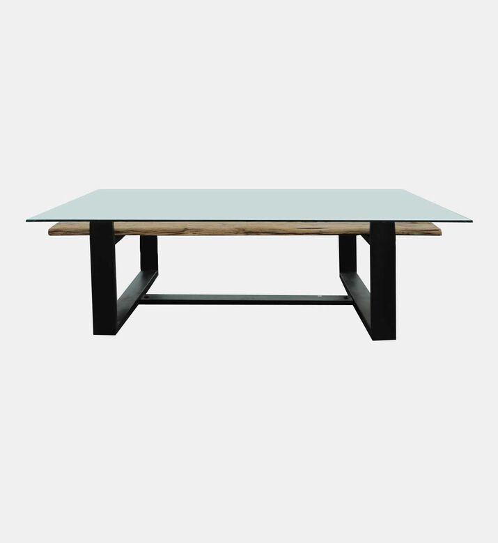 Cuba Glass Top Wooden Coffee Table