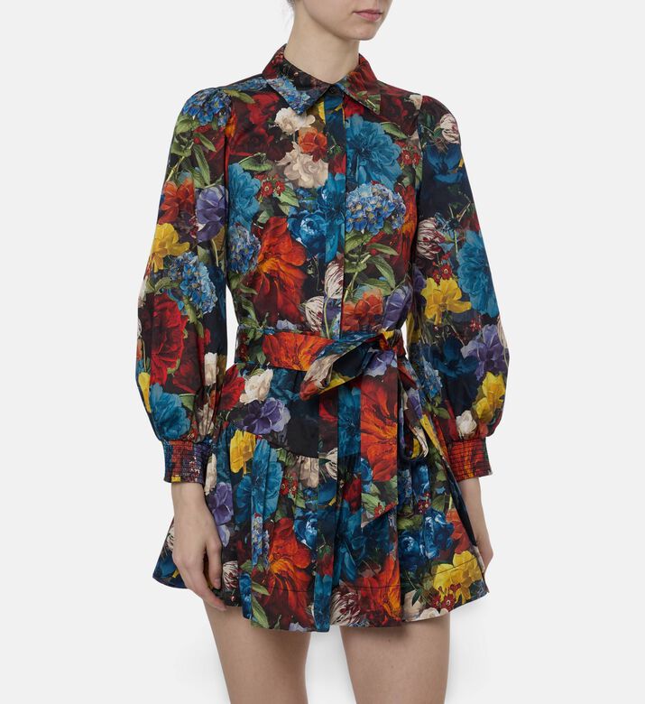 Alice and Olivia All-over Floral-print Long-sleeve Dress, Model View