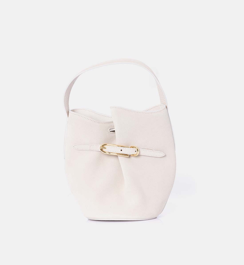 Suede Mini Belted Bucket Bag