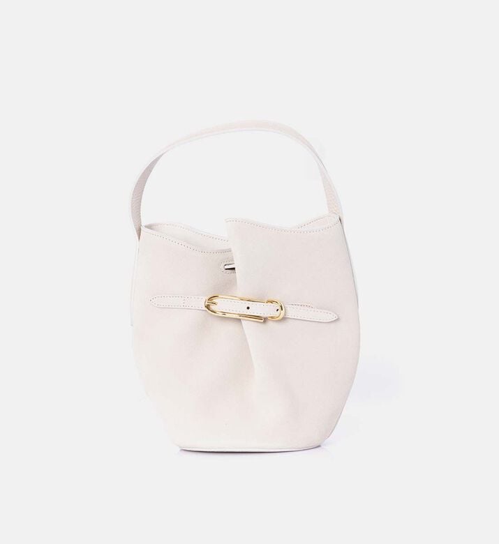 Suede Mini Belted Bucket Bag