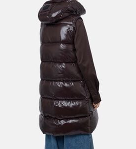 Save the Duck Padded Sleeveless Hooded Vest, Brown, S, Model View