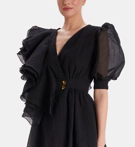 Asymmetrical Ruffle Chiffon Midi Dress