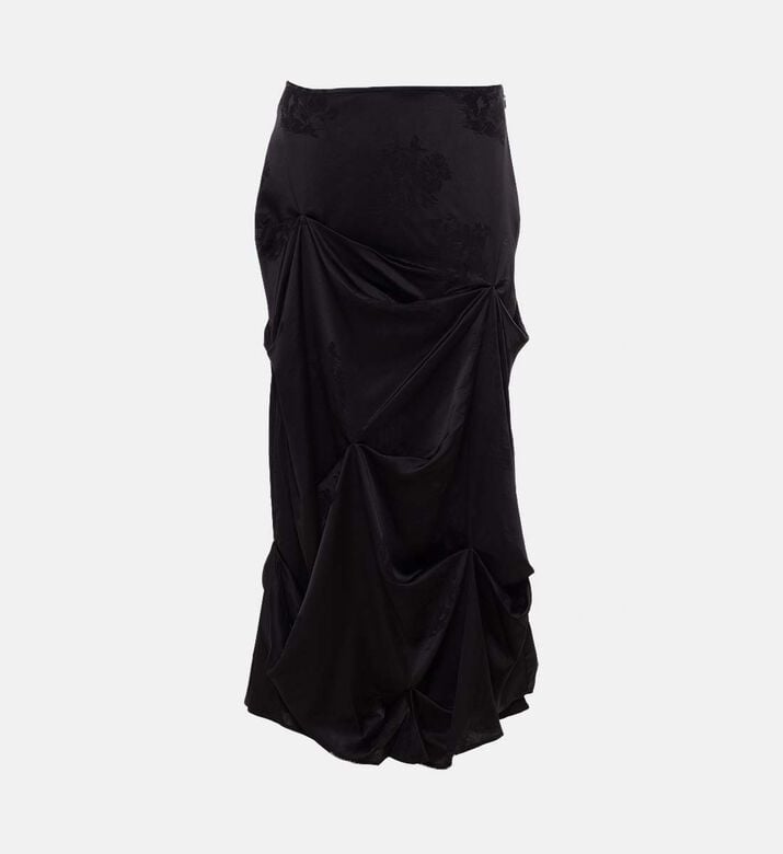 Ganni Satin Floral-print Flared Skirt, Packshot View