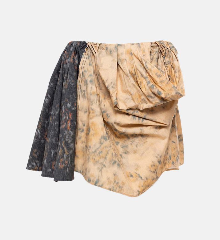 Ganni Cotton Floral-print Draped Mini Skirt, Packshot View
