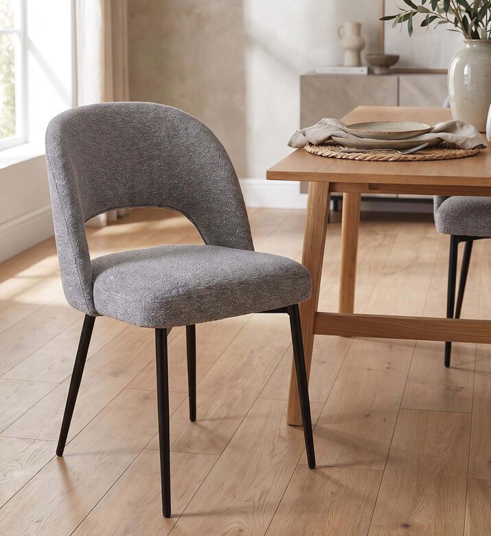 Pure Furniture Dex Metal Legs Dining Chair, Grey, Packshot View