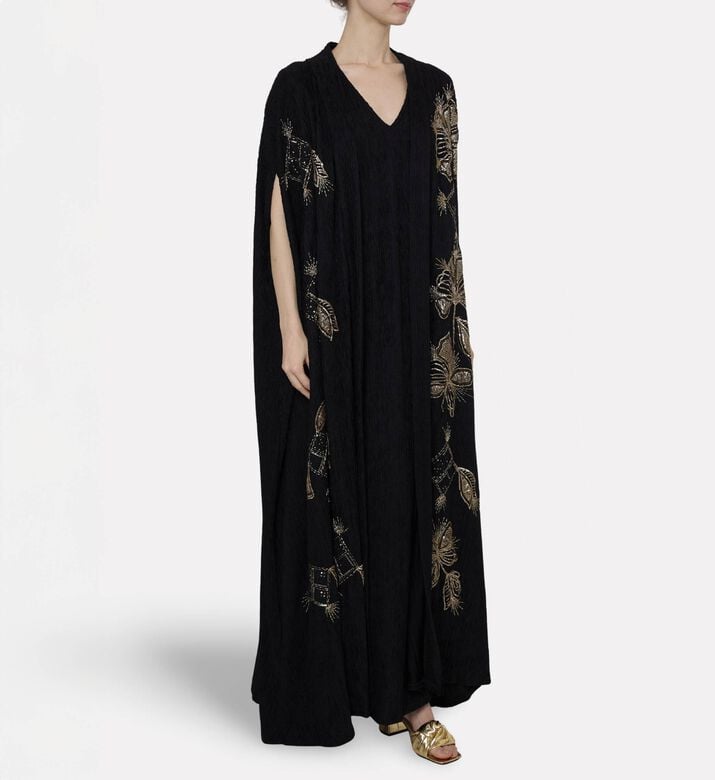 Dalia Al Azem Floral-embroidered Sequined Abaya, Model View
