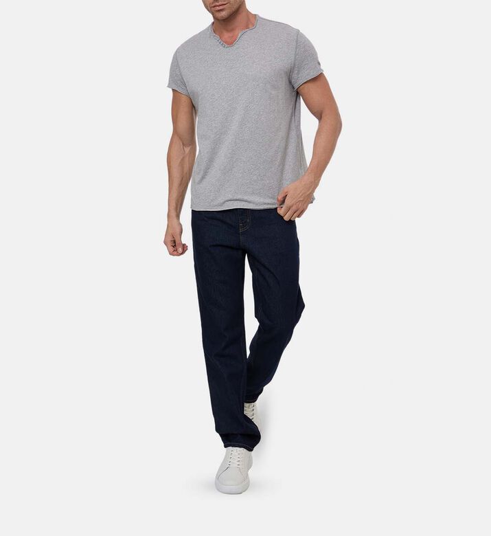 Zadig et Voltaire Monastir Henley-neck Cotton T-shirt, Grey, S, Model View