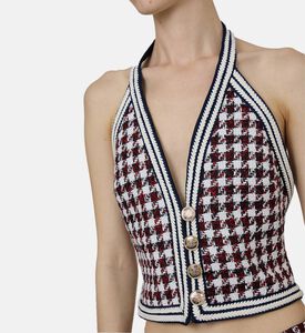 بلوزة أوغستينا قصيرة بنقشة هاوندزتوث