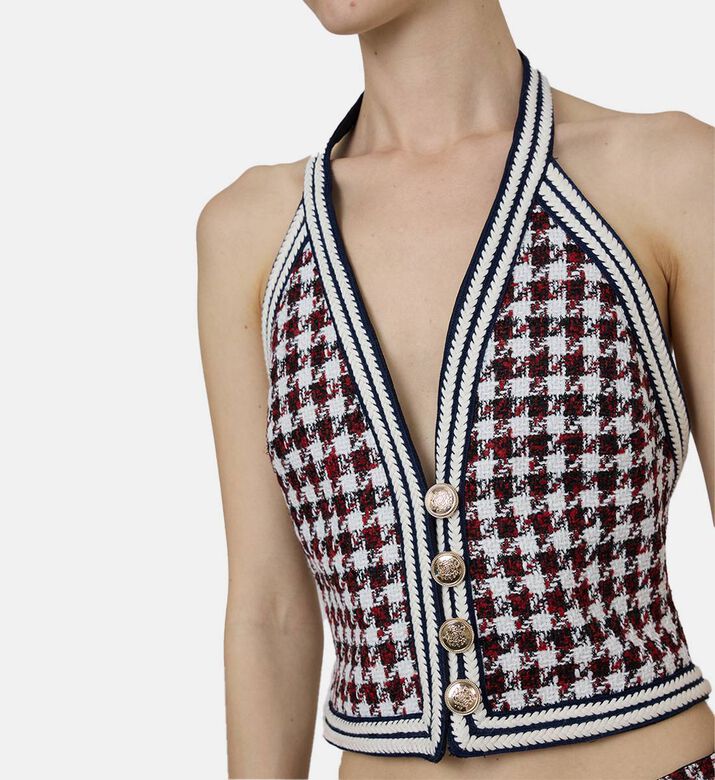 بلوزة أوغستينا قصيرة بنقشة هاوندزتوث