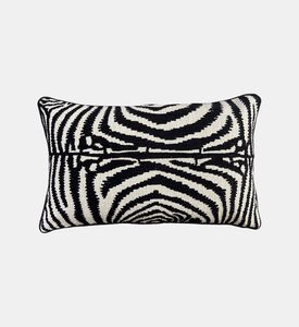 Home Deco and More Zebra Embroidered Velvet Cushion, Black, 30x50-cm, Packshot View
