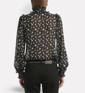 Luisa Spagnoli Lifar Sheer Leaf-print Button-down Front Blouse, Model View