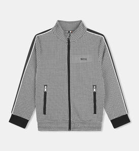 هودي صوف بغطاء رأس بسحّاب ونقشة