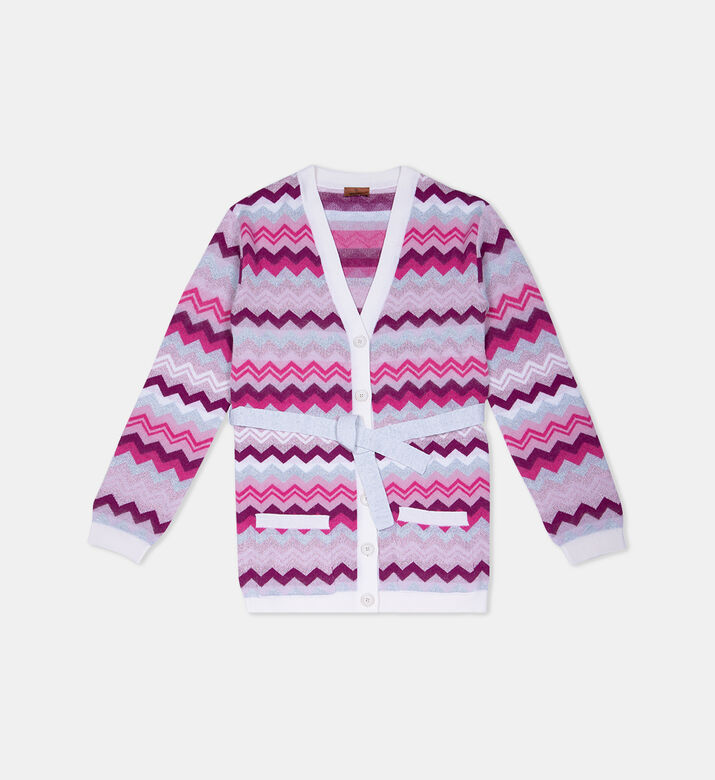 Wool Knit Zigzag Print Cardigan