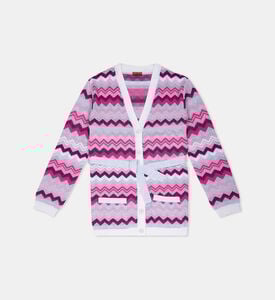 Wool Knit Zigzag Print Cardigan Wool Knit Zigzag Print Cardigan