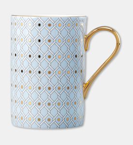 Imperial Gold Handle Blue Lattice Cylindrical Mug, Packshot View