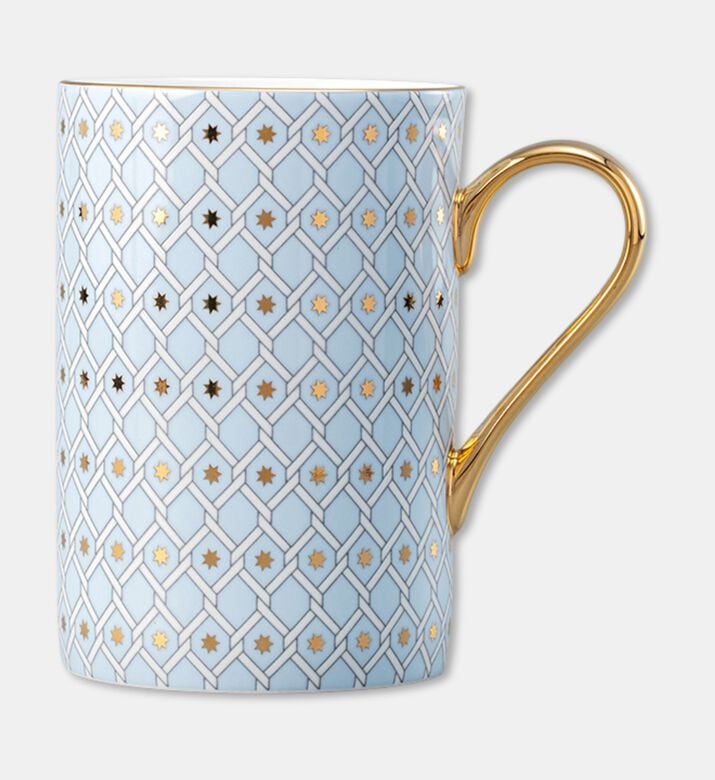 Imperial Gold Handle Blue Lattice Cylindrical Mug, Packshot View