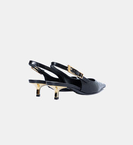 Textured Leather Slingback Pumps Textured Leather Slingback Pumps