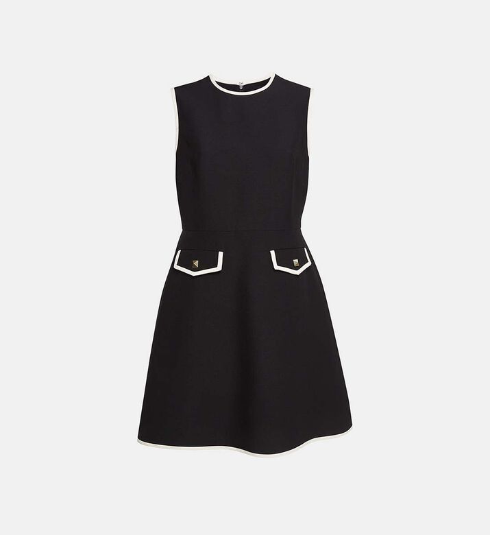 Valentino Black Wool Blend Stud Button Detail Short Dress Preowned