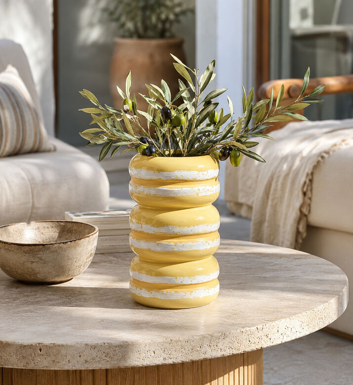 Present Time Stacked Macaron-inspired Vase, Yellow, Packshot View
