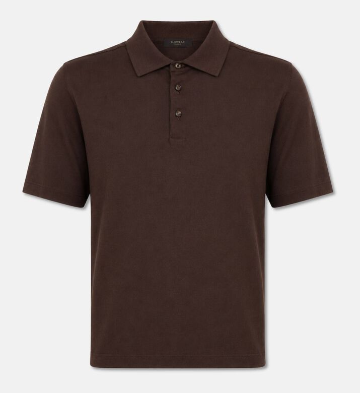 Slowear Silk-cotton Short-sleeve Polo Shirt, Brown, 56, Packshot View