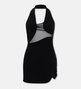 JW PEI Asymmetric Mesh-panel Halter Mini Dress, Packshot View