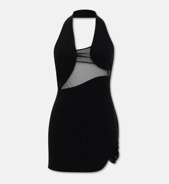 JW PEI Asymmetric Mesh-panel Halter Mini Dress, Packshot View