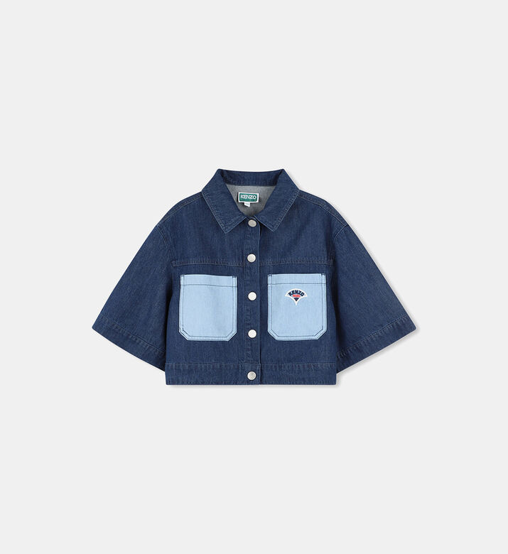 Cropped Dark Wash Denim Jacket