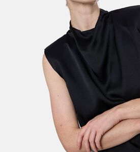 Forte-Forte Front Drape Sleeveless High-neck Top, Model View