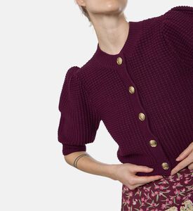 Ba and Sh Button-down Long-sleeve Cardigan, Purple, Xs, Model View