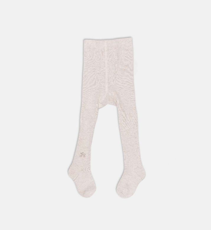 Embroidered Logo Ribbed Tights
