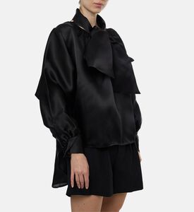 Edward Achour Paris Dramatic Bow Tie Blouse, Model View