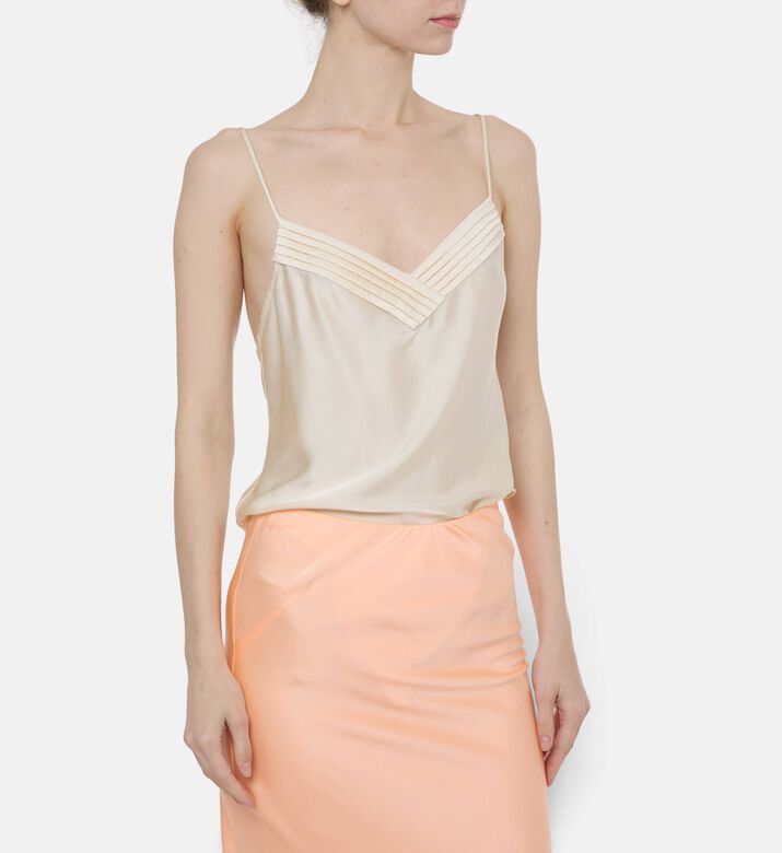 Forte-Forte Pleats Detail V-neck Bodysuit, Model View