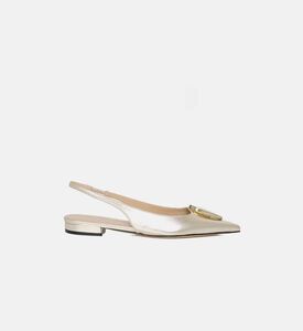 Metallic-finish Buckle Slingback Flats