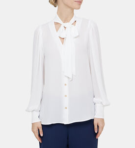 Lavaliere Bow Collar Flowy Shirt