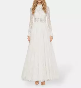 L Atelier Du Luxe Chantilly Lace Long-sleeve Gown, Model View