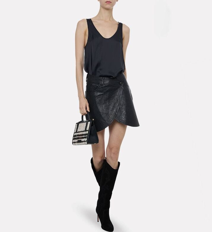 Ba and Sh Leather Wrap Mini Skirt, Model View